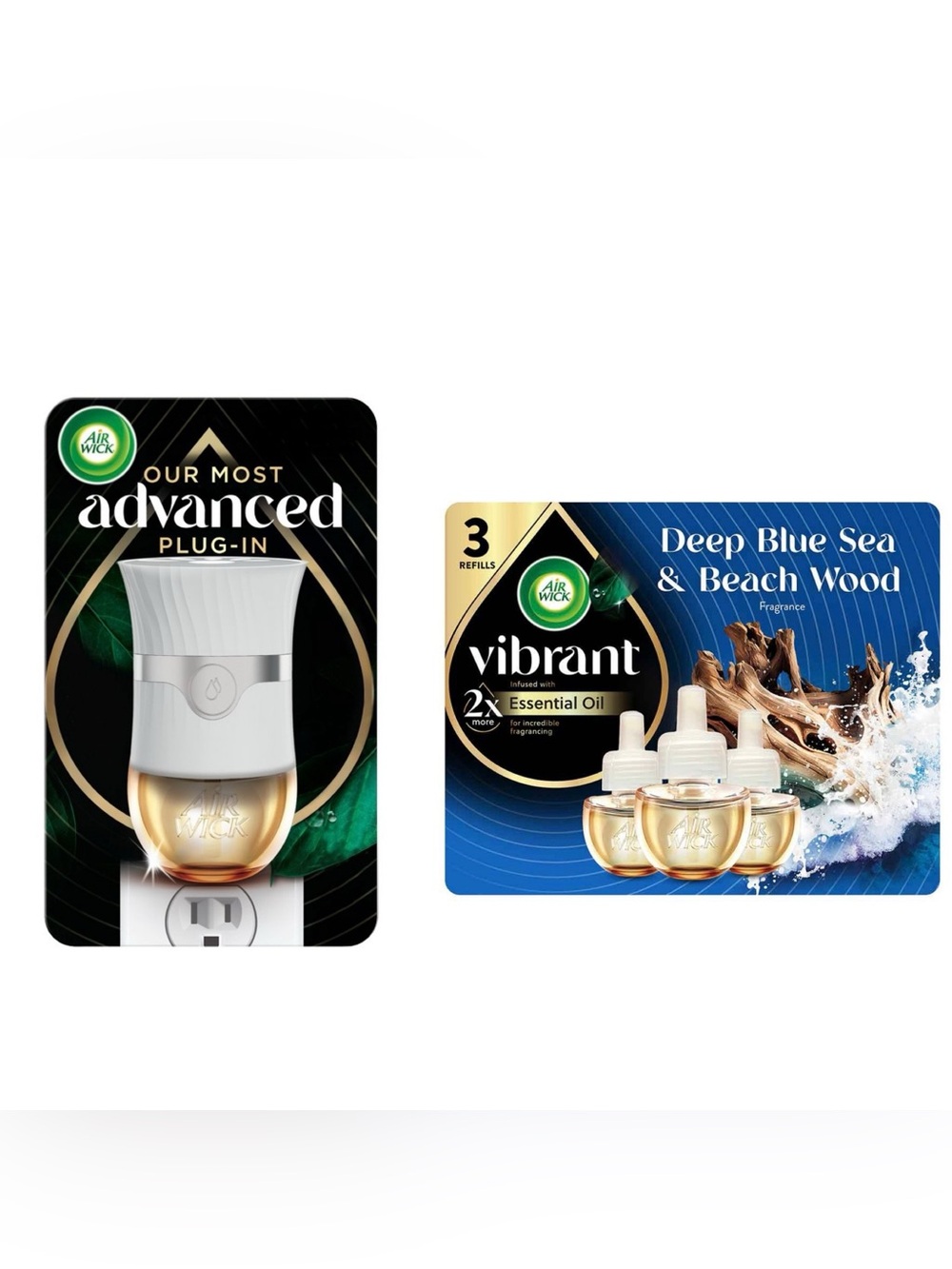 Air Wick Deep Blue Sea & Beach Wood Scented Oil Fragrance Warmer Set